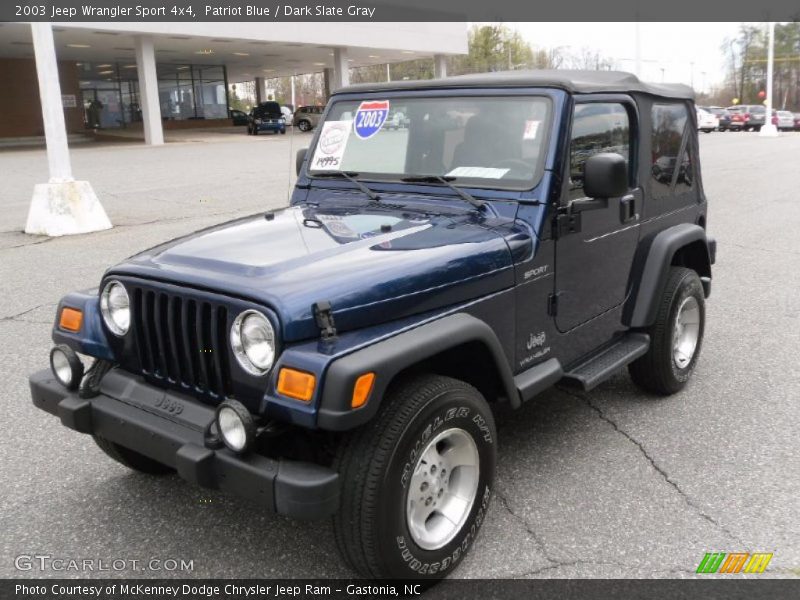 Patriot Blue / Dark Slate Gray 2003 Jeep Wrangler Sport 4x4