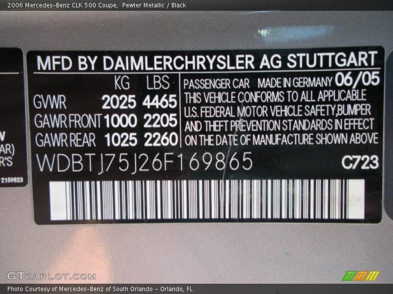 Pewter Metallic / Black 2006 Mercedes-Benz CLK 500 Coupe