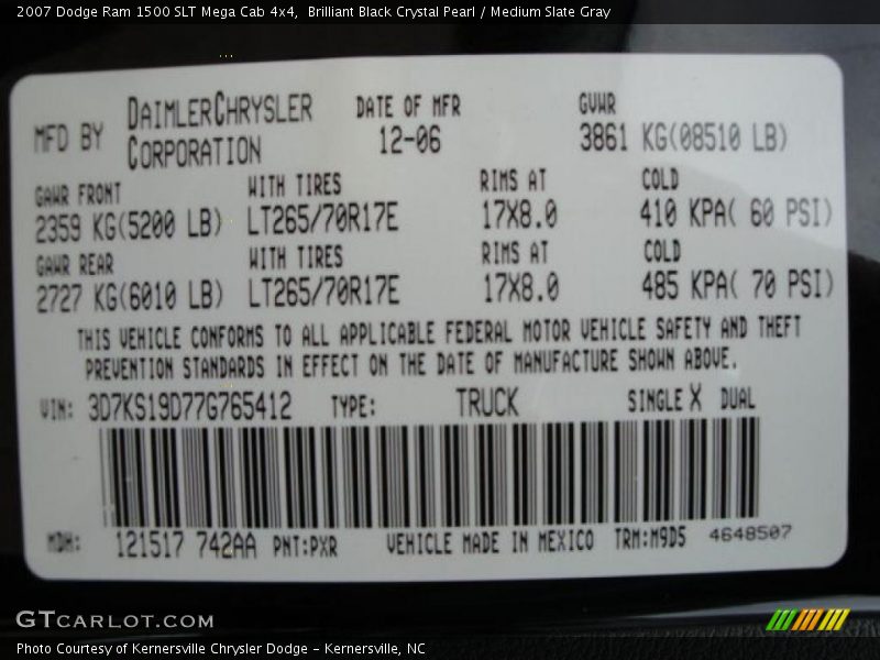 Brilliant Black Crystal Pearl / Medium Slate Gray 2007 Dodge Ram 1500 SLT Mega Cab 4x4