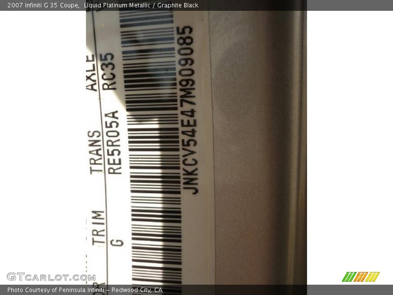 Liquid Platinum Metallic / Graphite Black 2007 Infiniti G 35 Coupe
