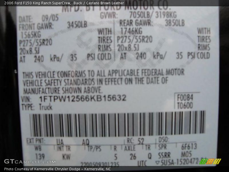 Black / Castano Brown Leather 2006 Ford F150 King Ranch SuperCrew