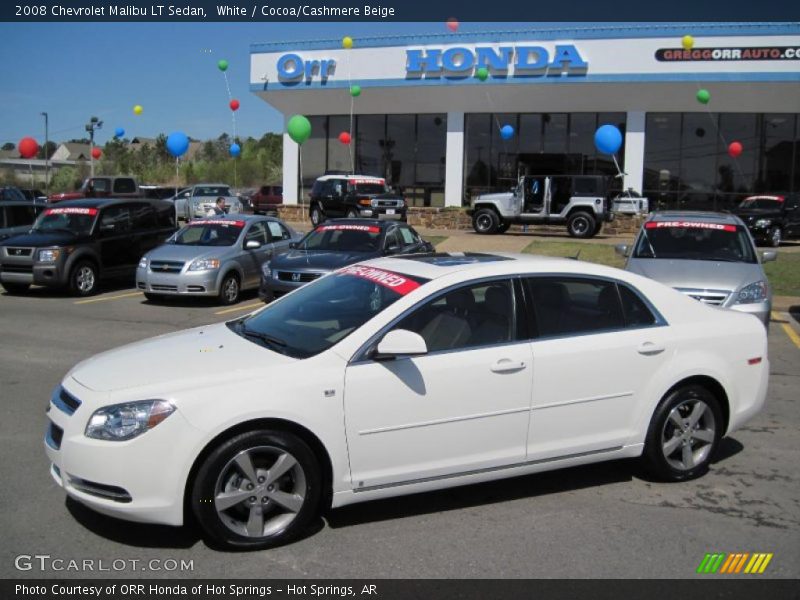 White / Cocoa/Cashmere Beige 2008 Chevrolet Malibu LT Sedan