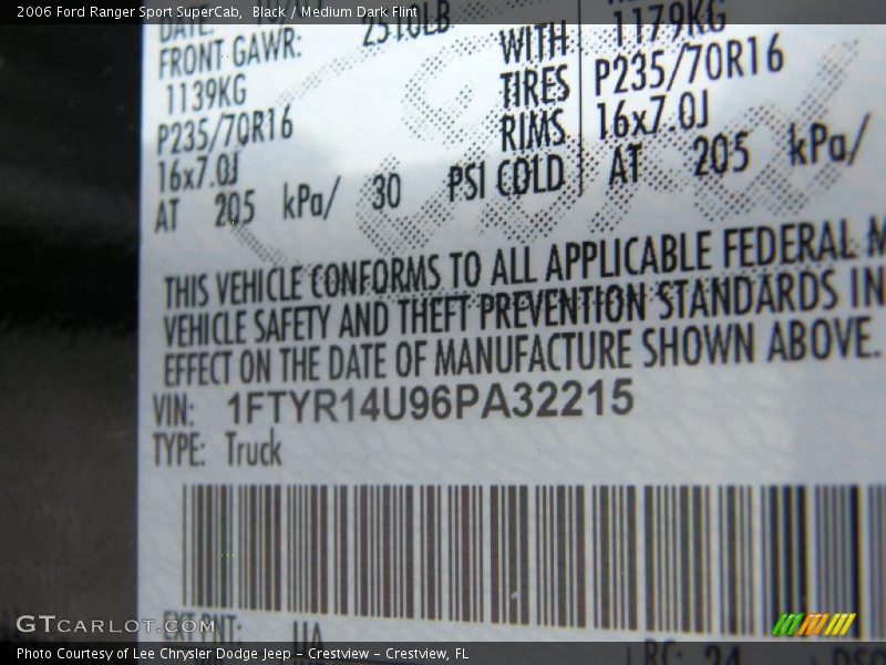 Black / Medium Dark Flint 2006 Ford Ranger Sport SuperCab