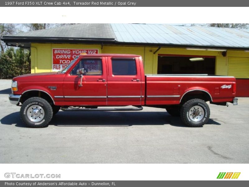 Toreador Red Metallic / Opal Grey 1997 Ford F350 XLT Crew Cab 4x4
