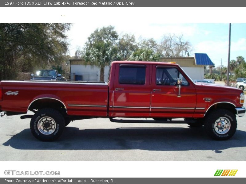 Toreador Red Metallic / Opal Grey 1997 Ford F350 XLT Crew Cab 4x4