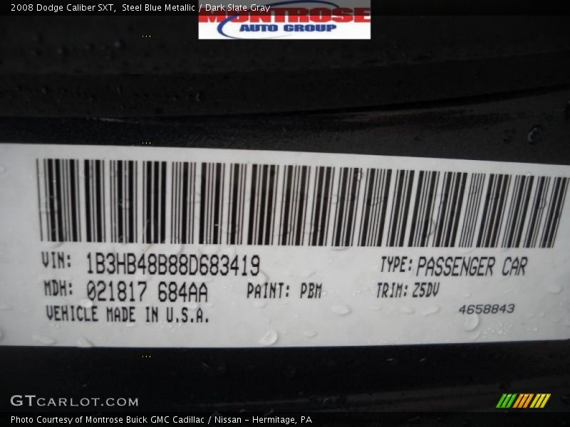 Steel Blue Metallic / Dark Slate Gray 2008 Dodge Caliber SXT