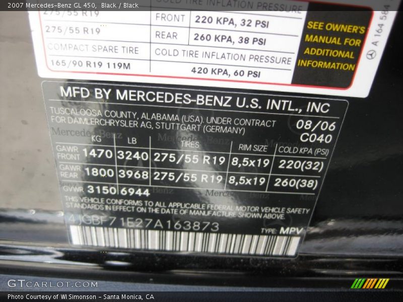 Black / Black 2007 Mercedes-Benz GL 450