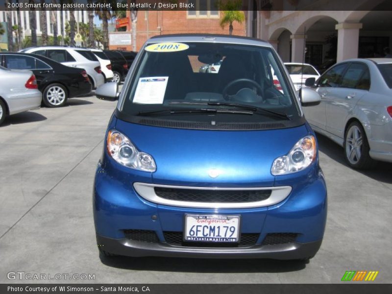 Blue Metallic / Design Black 2008 Smart fortwo passion cabriolet
