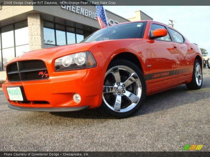 HEMI Orange Pearl / Dark Slate Gray 2008 Dodge Charger R/T Daytona