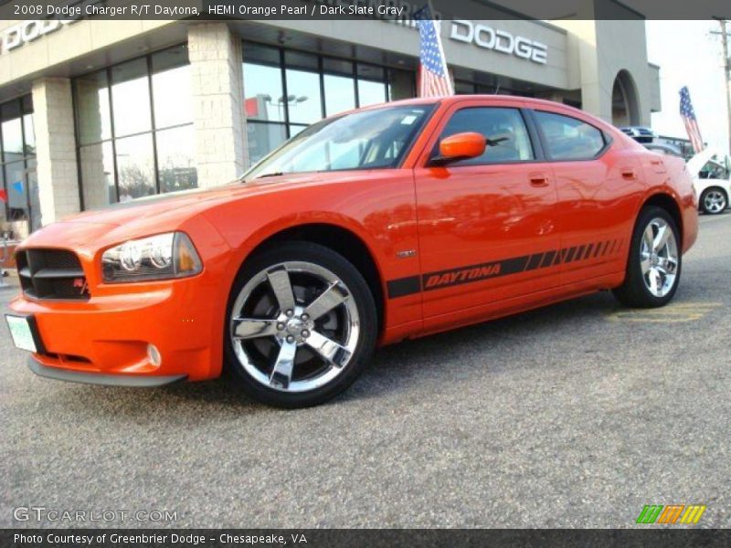 HEMI Orange Pearl / Dark Slate Gray 2008 Dodge Charger R/T Daytona