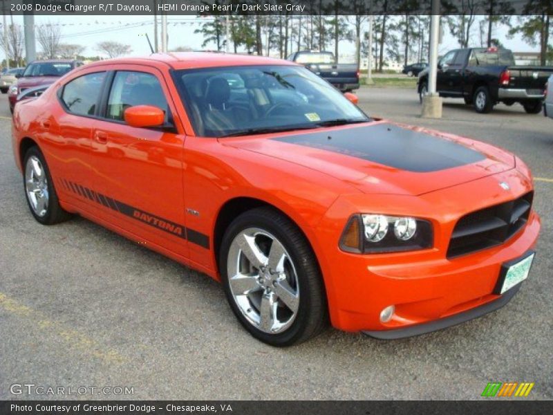 HEMI Orange Pearl / Dark Slate Gray 2008 Dodge Charger R/T Daytona