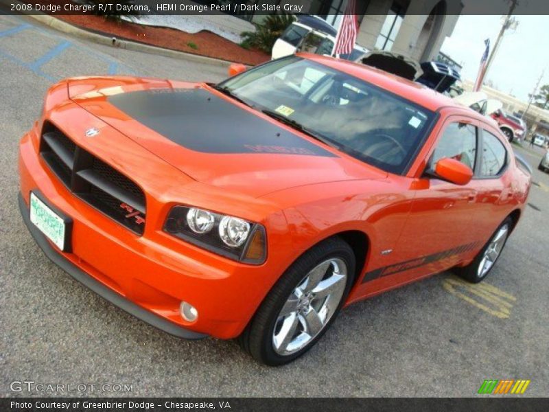 HEMI Orange Pearl / Dark Slate Gray 2008 Dodge Charger R/T Daytona