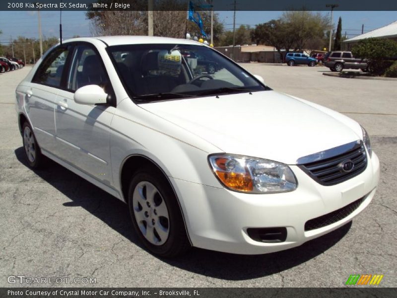 White / Beige 2008 Kia Spectra EX Sedan