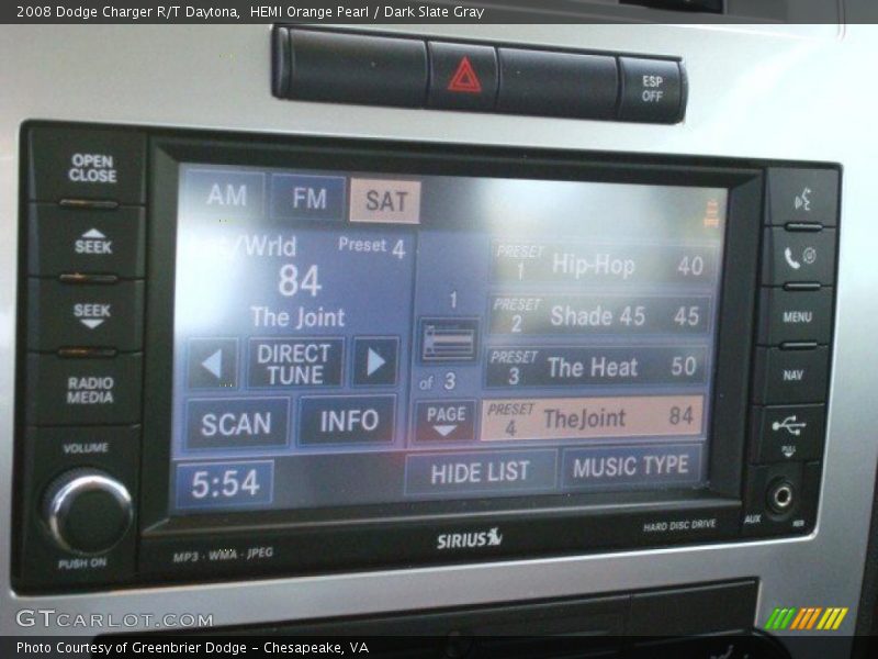 HEMI Orange Pearl / Dark Slate Gray 2008 Dodge Charger R/T Daytona