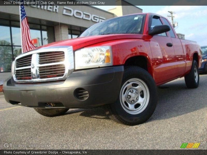 Flame Red / Medium Slate Gray 2007 Dodge Dakota ST Club Cab