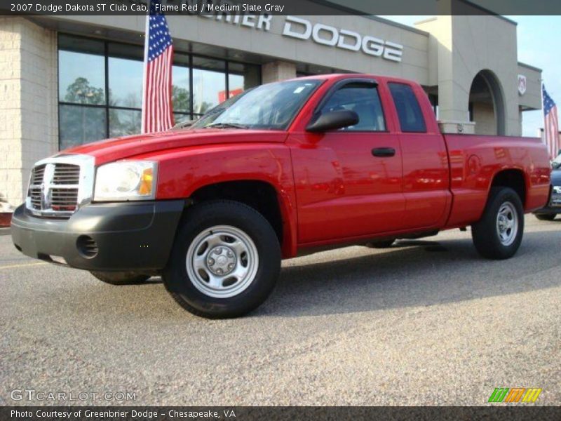 Flame Red / Medium Slate Gray 2007 Dodge Dakota ST Club Cab