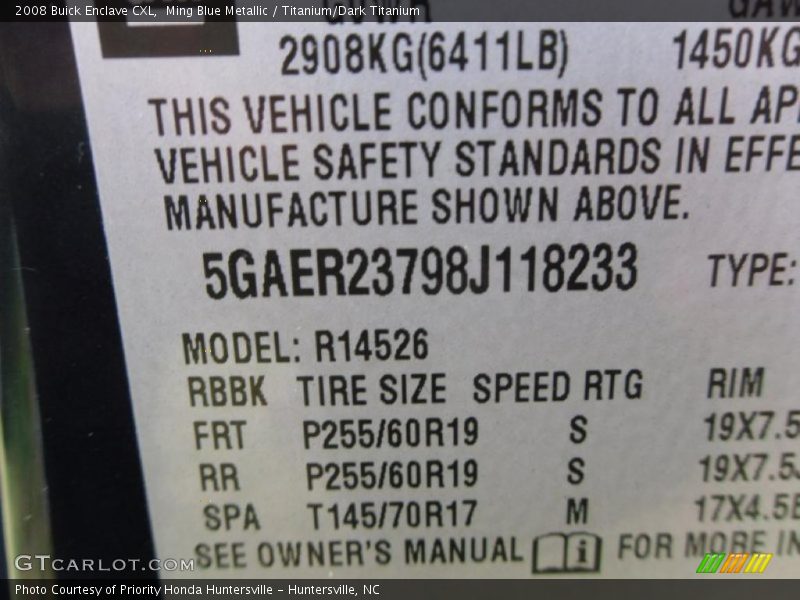 Ming Blue Metallic / Titanium/Dark Titanium 2008 Buick Enclave CXL