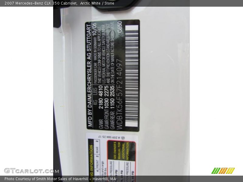 Arctic White / Stone 2007 Mercedes-Benz CLK 350 Cabriolet