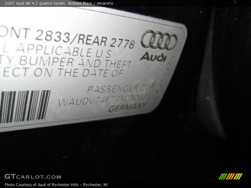 Brilliant Black / Amaretto 2007 Audi A6 4.2 quattro Sedan