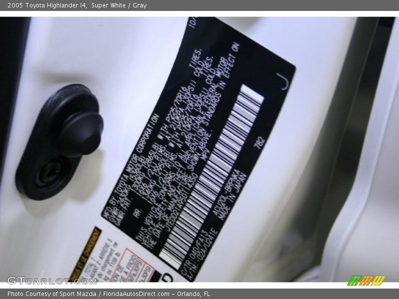 Super White / Gray 2005 Toyota Highlander I4
