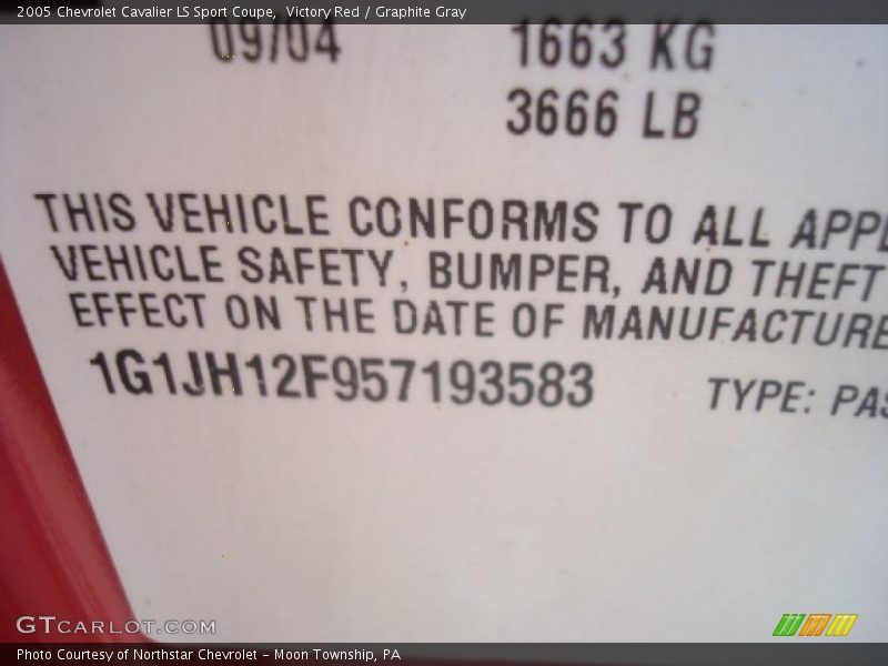 Victory Red / Graphite Gray 2005 Chevrolet Cavalier LS Sport Coupe