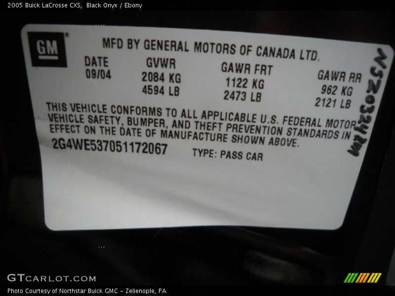 Black Onyx / Ebony 2005 Buick LaCrosse CXS