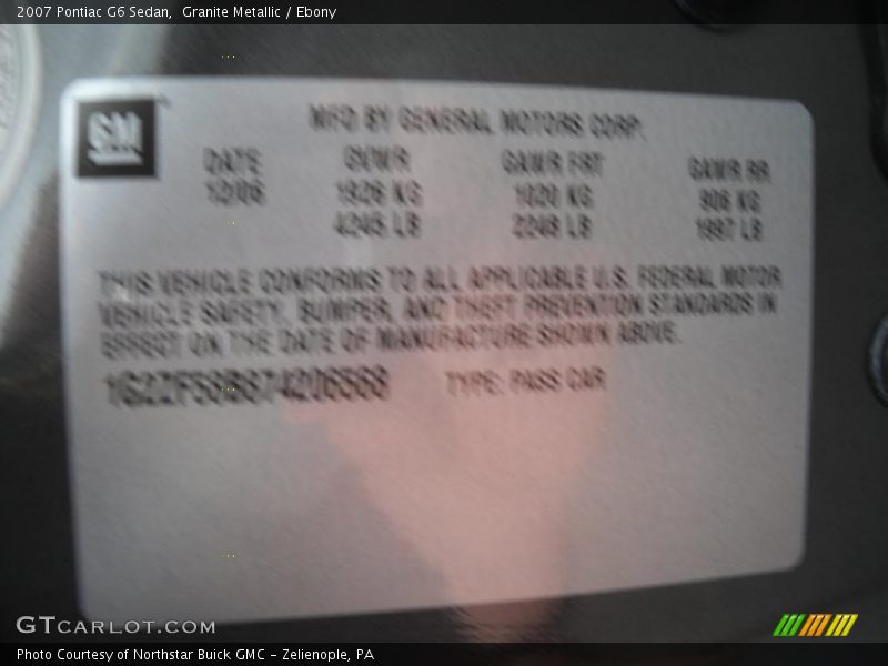 Granite Metallic / Ebony 2007 Pontiac G6 Sedan