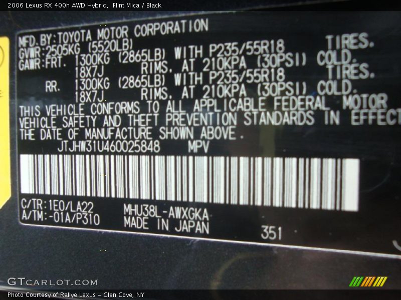 Flint Mica / Black 2006 Lexus RX 400h AWD Hybrid