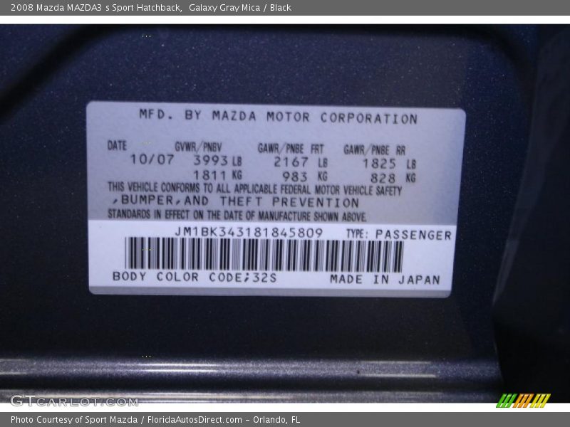 Galaxy Gray Mica / Black 2008 Mazda MAZDA3 s Sport Hatchback