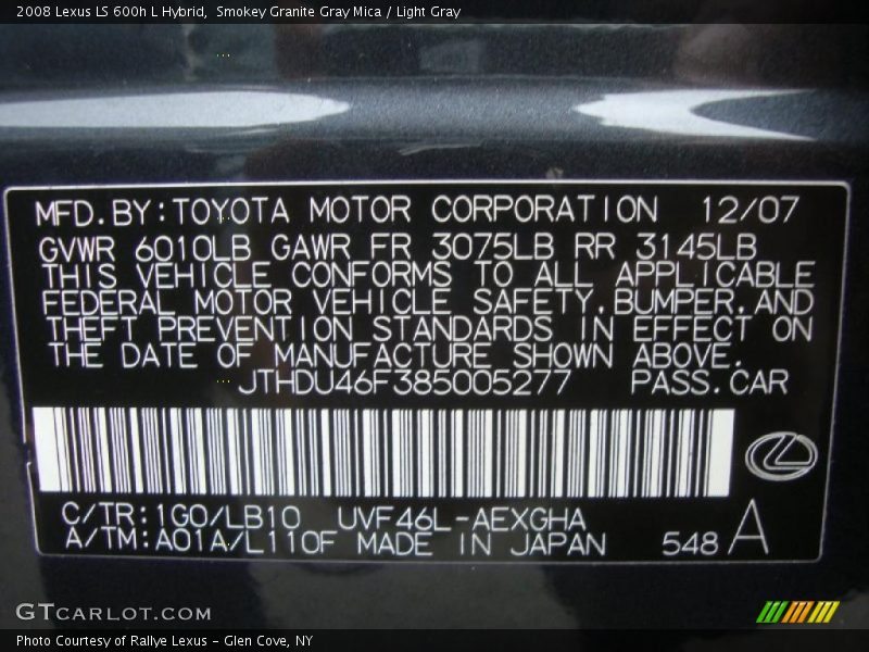 Smokey Granite Gray Mica / Light Gray 2008 Lexus LS 600h L Hybrid