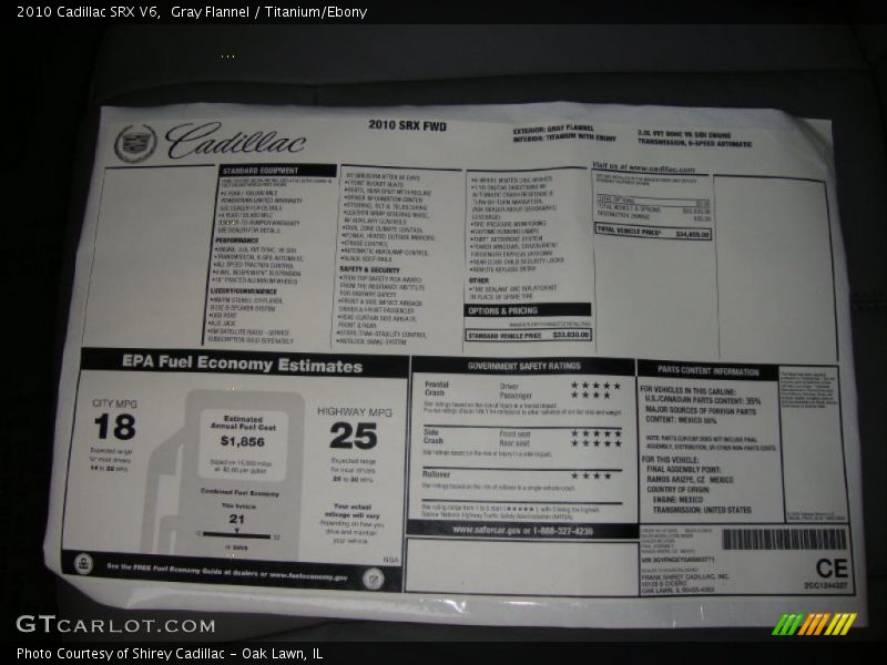 Gray Flannel / Titanium/Ebony 2010 Cadillac SRX V6