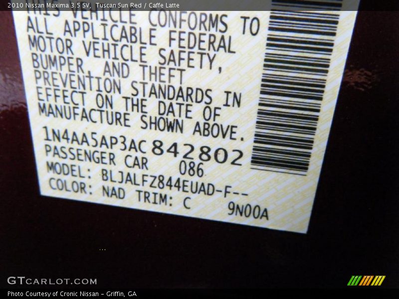 Tuscan Sun Red / Caffe Latte 2010 Nissan Maxima 3.5 SV