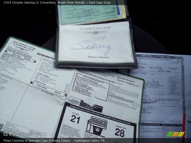 Bright Silver Metallic / Dark Slate Gray 2004 Chrysler Sebring LX Convertible