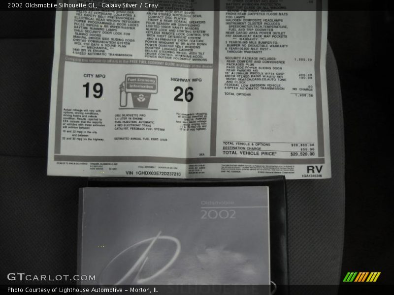Galaxy Silver / Gray 2002 Oldsmobile Silhouette GL