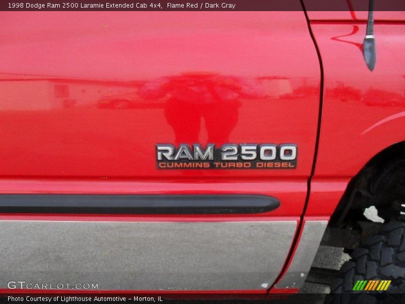 Flame Red / Dark Gray 1998 Dodge Ram 2500 Laramie Extended Cab 4x4