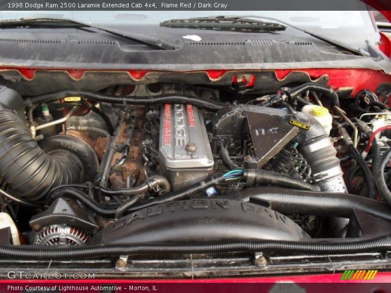 Flame Red / Dark Gray 1998 Dodge Ram 2500 Laramie Extended Cab 4x4