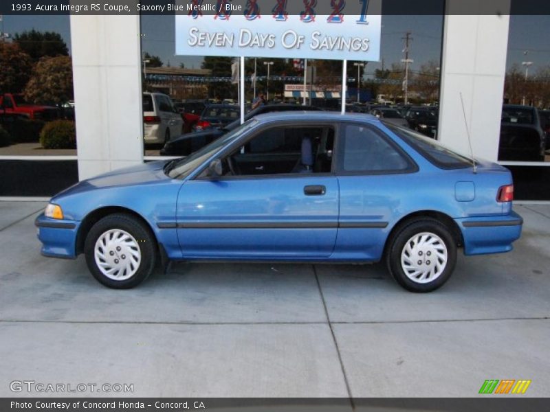 Saxony Blue Metallic / Blue 1993 Acura Integra RS Coupe