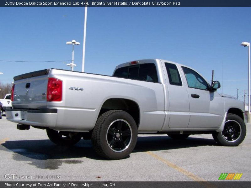 Bright Silver Metallic / Dark Slate Gray/Sport Red 2008 Dodge Dakota Sport Extended Cab 4x4