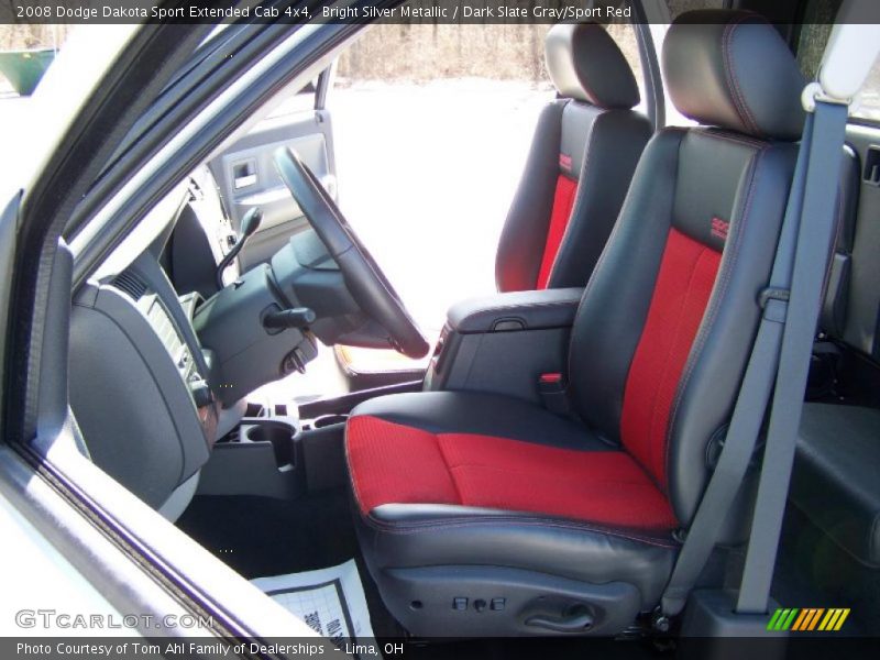 Bright Silver Metallic / Dark Slate Gray/Sport Red 2008 Dodge Dakota Sport Extended Cab 4x4