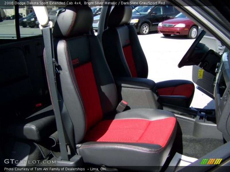 Bright Silver Metallic / Dark Slate Gray/Sport Red 2008 Dodge Dakota Sport Extended Cab 4x4