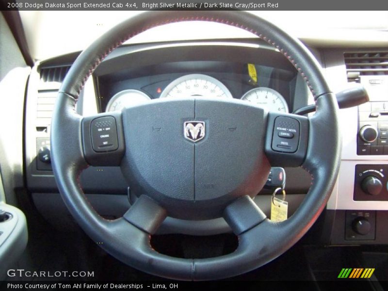 Bright Silver Metallic / Dark Slate Gray/Sport Red 2008 Dodge Dakota Sport Extended Cab 4x4