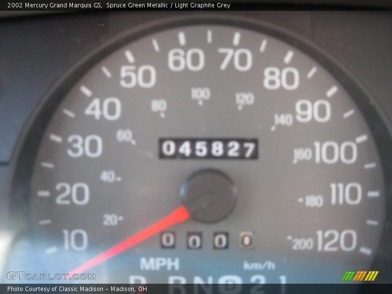 Spruce Green Metallic / Light Graphite Grey 2002 Mercury Grand Marquis GS