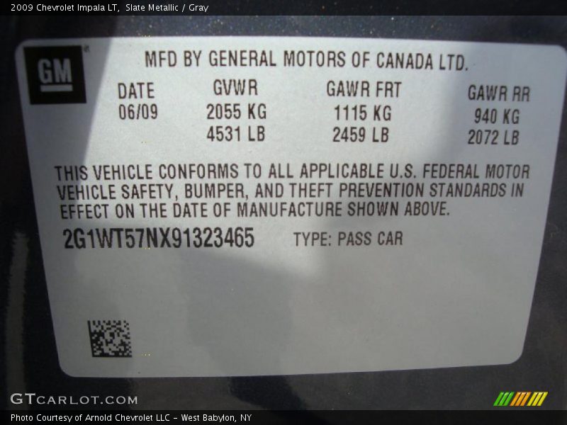Slate Metallic / Gray 2009 Chevrolet Impala LT