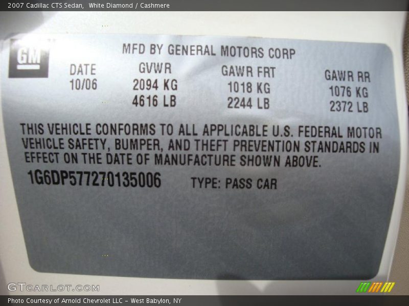 White Diamond / Cashmere 2007 Cadillac CTS Sedan