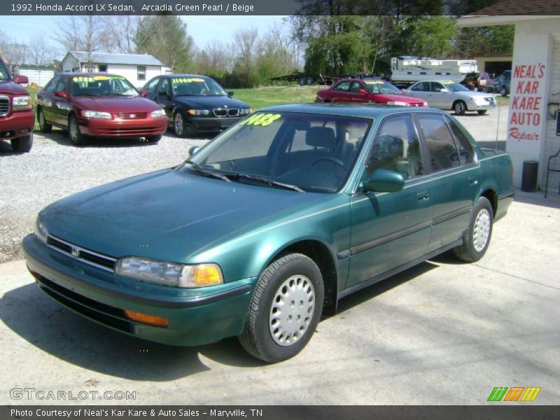 Arcadia Green Pearl / Beige 1992 Honda Accord LX Sedan