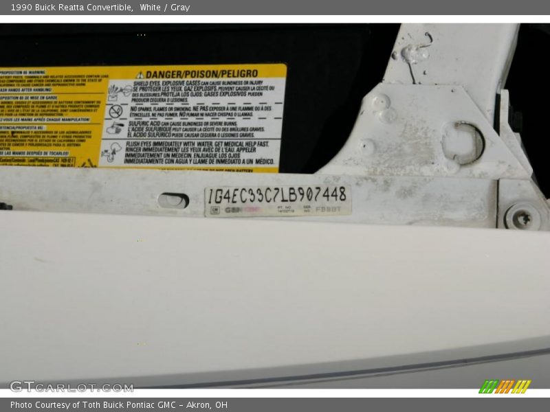 White / Gray 1990 Buick Reatta Convertible