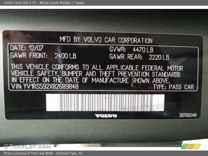 Willow Green Metallic / Taupe 2008 Volvo S60 2.5T