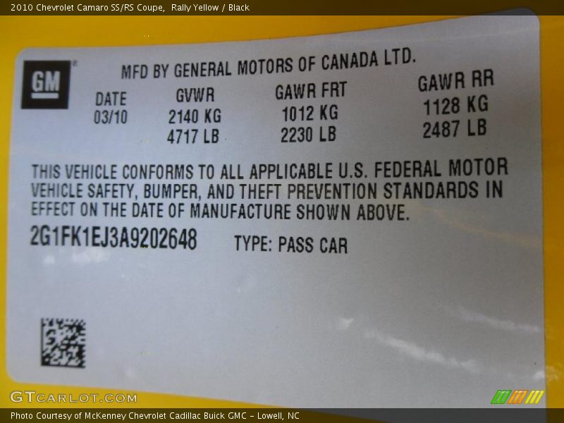 Rally Yellow / Black 2010 Chevrolet Camaro SS/RS Coupe