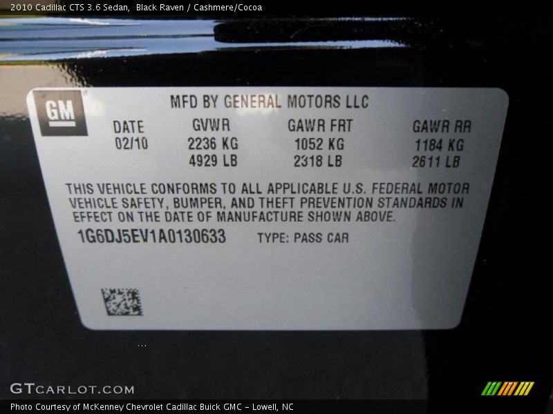 Black Raven / Cashmere/Cocoa 2010 Cadillac CTS 3.6 Sedan