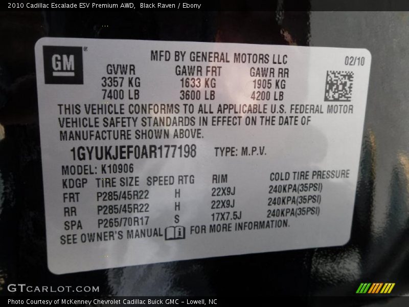 Black Raven / Ebony 2010 Cadillac Escalade ESV Premium AWD